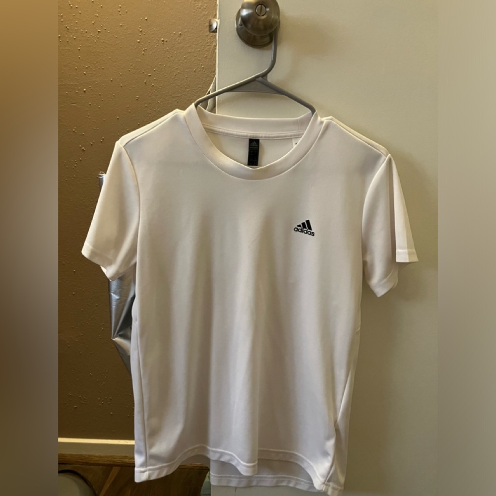 Adidas Prime Green White Crew Neck Workout Tee, Small